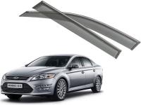 Ford Mondeo (08–) Дефлекторы боковых окон с хромированным молдингом, OEM стиль, седан